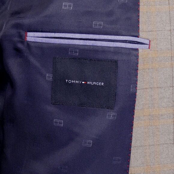 TOMMY HILFIGER Mens Sport Coat Blazer Mens 48R Beige Plaid - Picture 11 of 14